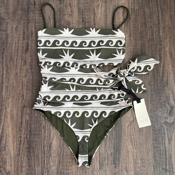 NEW Johanna Ortiz Great Star One Piece Swimsuit in Olive Size XL - Picture 4 of 10